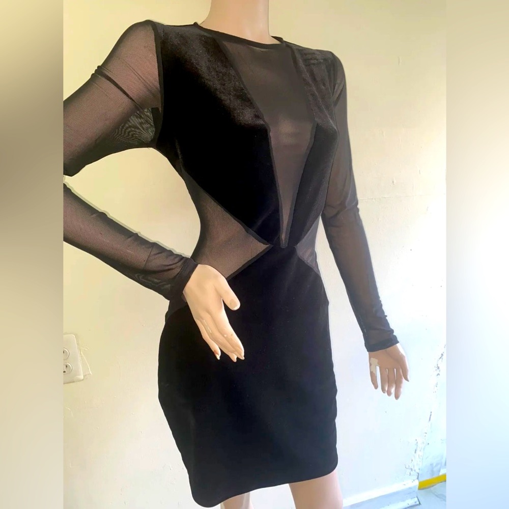 Naked wardrobe velvet sheer cut out clubbing dress sz. XL (M-L) - Picture 4 of 9